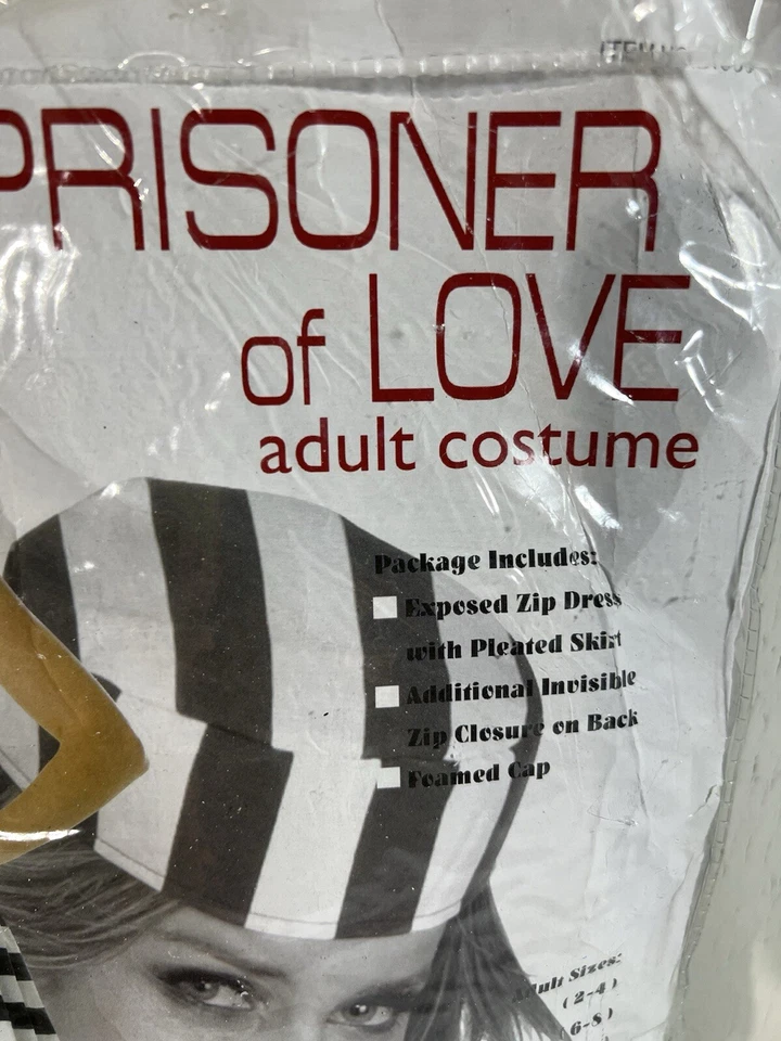 Disfraces Prisoner Of Love RG grandes 16-18 top a rayas con cremallera, falda negra, sombrero Foto 3 de 4