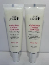 100%pure Coffe Bean Caffeine Eye Cream Dark Circles 1oz- 2pack-reduce puffiness