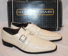 NIB Stacy Adams Croc Ostrich Leather Light Biege Lace Up Dress Shoe Men 242 8.5