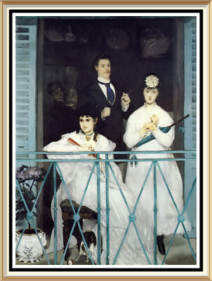 30 Jahre Vintage Wandbild Kunstdruck Portrait Impressionist CLAUDE MONET / DER BALKON
