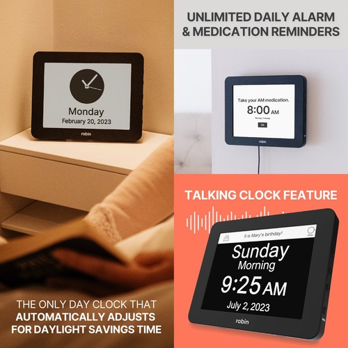 Robin Digital Clock Day Alarm Wall Clock Seniors Dementia Alzheimer's 2025 - Picture 66 of 88