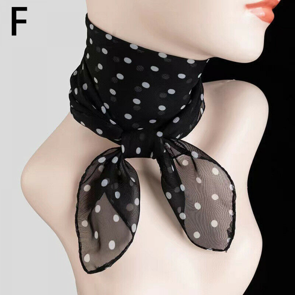 Woman Polka Dot Decor Chiffon Silk Scarf Neck Scarf