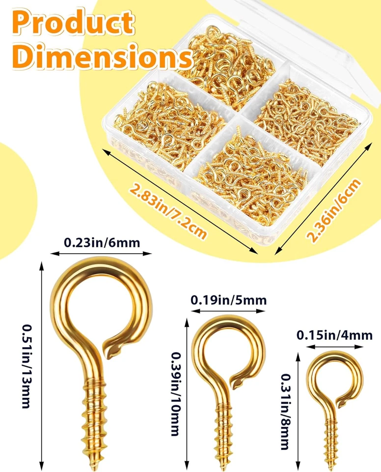 600 piezas pequeños pasadores de tornillo para hacer joyas y manualidades hágalo usted mismo, mini tornillos de ojal para  Foto 2 de 4