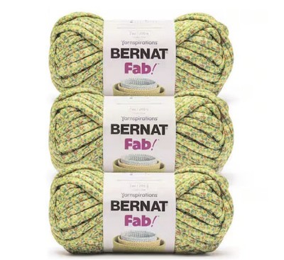3x Bernat Fab! Yarn ''Sunflower Garden'' Green Flowers Polyester Bundle -111 Yards
