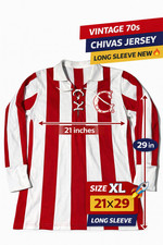 Vintage Chivas Guadalajara Jersey 70s Lace Up Long Sleeve Cotton XL New