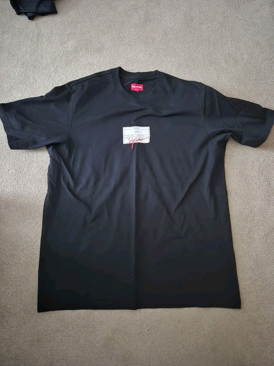 Supreme Signature Label S/S top tee size M Medium Black T Supreme Signature Label S/S top tee size M Medium Black T