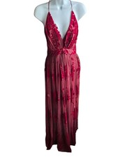 Windsor Maroon Plunge Backless Dress Size S