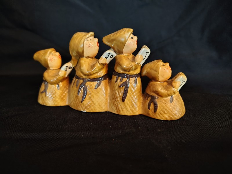Dept 56 Monks-A-Caroling porcelain figurine, part Snow Village 1983