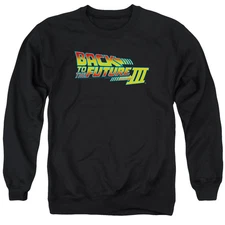 Back To The Future Iii Logo Mens Crewneck Sweatshirt Black Officially Licensed
