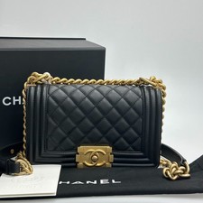 Chanel Boy Small Black Calfskin Leather Flap Bag Gold HW AG Authenticity Guarant