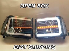 For 2007-2014 Gmc Sierra Black Led Drl Halogen Headlights W Sequential Signal