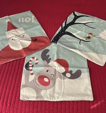 Set of 3 Linen Pillow Covers 18x18 with fun Christmas patterns.