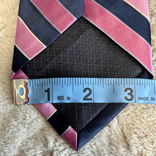 Club Room lila pink & schwarz gestreifte Krawatte 3,5” breit 58” lang neu ohne Etikett - Bild 3 von 5