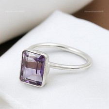 Amethyst Gemstone Solid Silver Bezel Sister Ethnic Statement Ring Jewelry Size 6