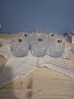 BOHEMIA (6) Over 24% Lead Crystal 3-7/8'' Old Fashioned Glasses, Czechoslovakia