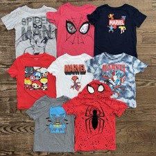 Lot Bundle of 8 Marvel Spider-man Captain America Batman Flash Hulk T-shirts  5T