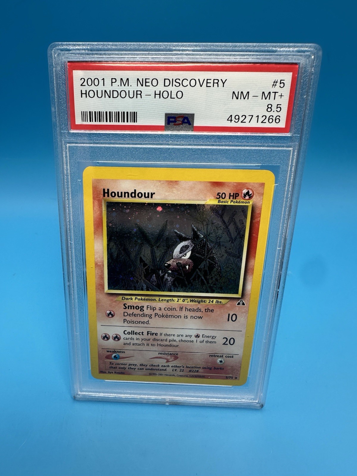 Pokemon TCG Houndour 5/75 Holo Rare Card PSA 8.5 NM-MT 2001 Neo Discovery Swirl