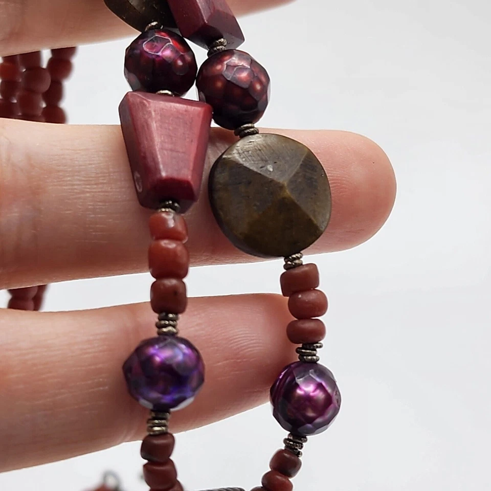 "Collar de perlas facetadas hueso de yak 925 hecho a mano JANICE LEE RIPLEY JLR 22"" granate" Foto 3 de 4
