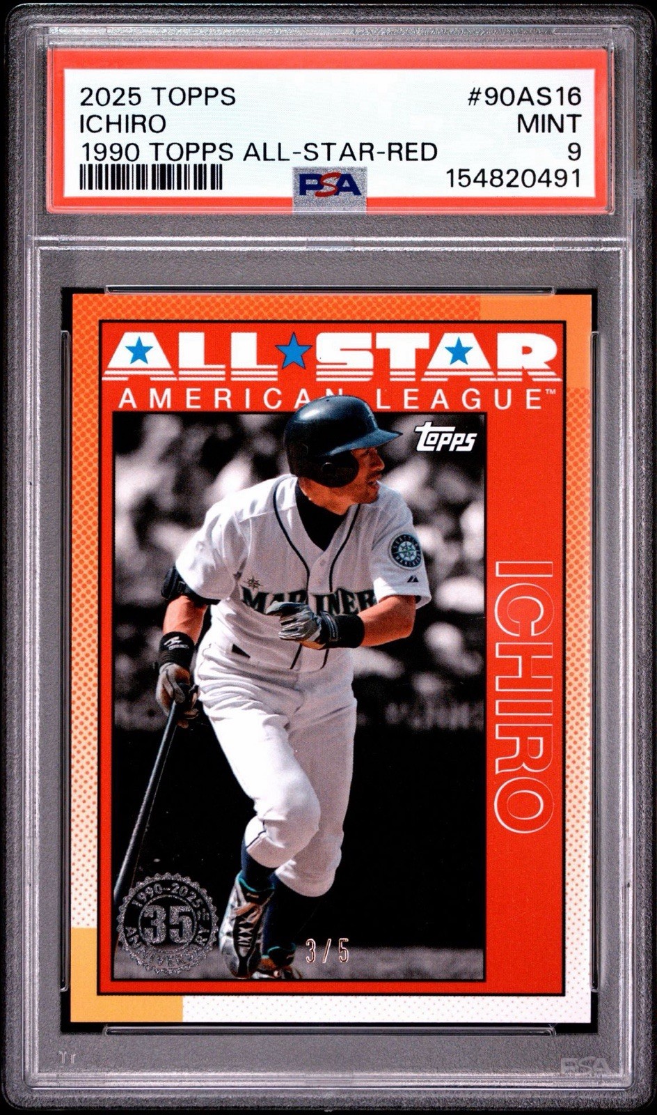 2025 Topps Ichiro 1990 Topps All-Star Red 3/5 #90AS16 PSA 9 MINT Mariners