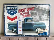 Chevron Gasoline Standard Station 12 x 17 Embossed Novelty Metal Sign