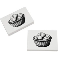 2 x 45mm 'Basket with Bread' Erasers / Rubbers (ER00047547)