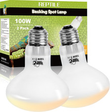 Reptile Heat Lamp Bulbs 100W, UVA Daylight Basking Bulbs 2 Pack
