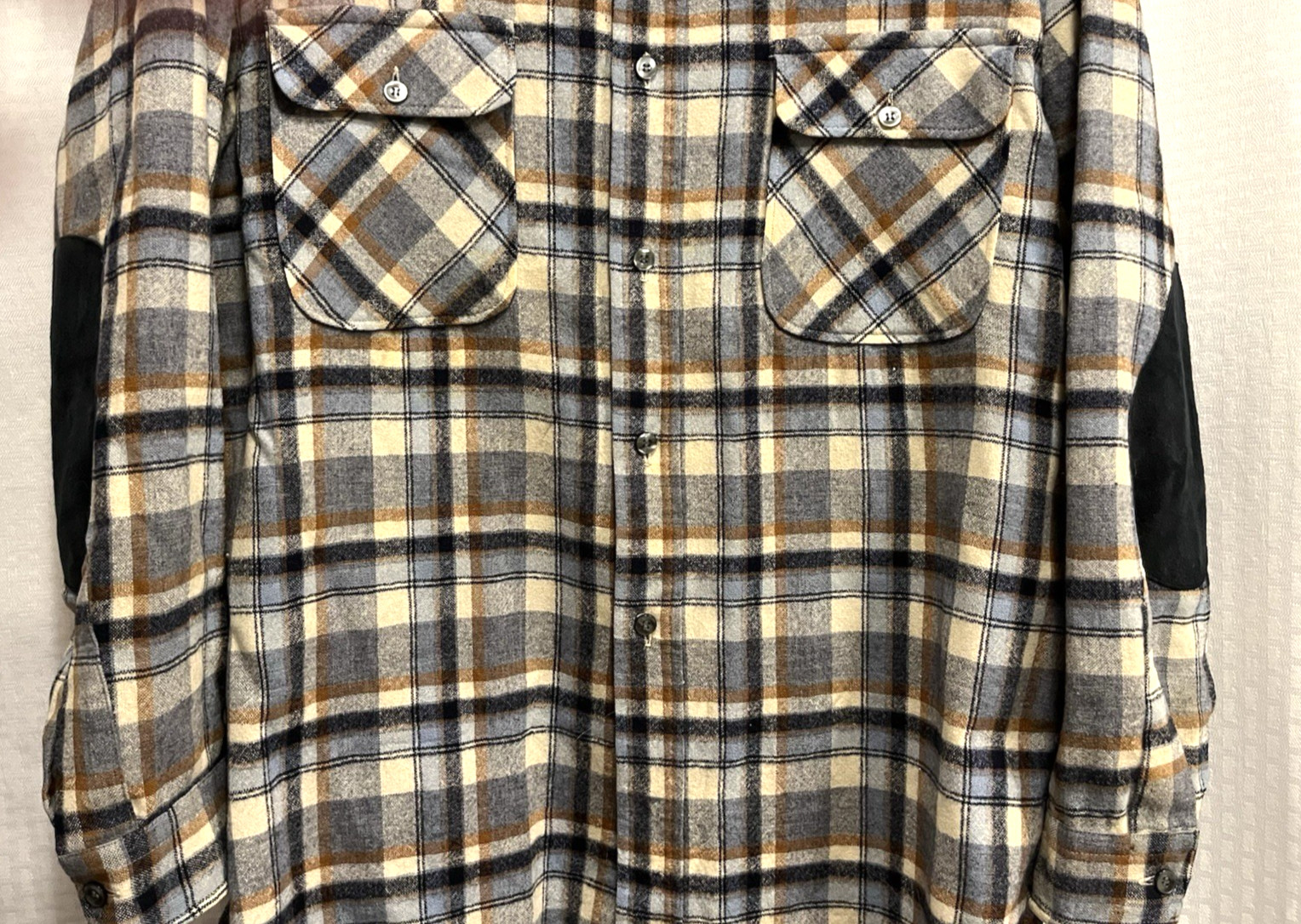 Pendleton Wool Plaid Elbow Patch Trail Shirt L - image 5
