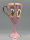 Antique Porcelain Pedestal Goblet Cabinet Cup Pink Gold Gilt Hexagonal 6164A — photo 3