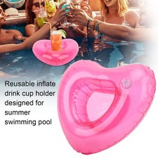 Hot 12 PCS Inflatable Drink Holder Float Drink Cup Holder Heart-Shaped Reusable