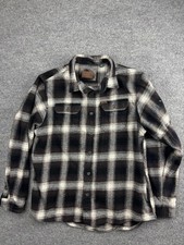 Orvis Shirt Mens XL Brown Black Plaid Flannel Button Front Pockets Cotton