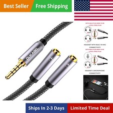 Long Headphone Splitter 4ft / 1.2m Shielded 4-Pole TRRS 3.5 Y Splitter Cable ...