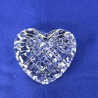 Waterford Clear Cut Crystal Heart Shaped Hand Cooler Paperweight Vintage