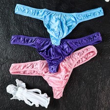 Men Glossy Thong Underwear Low Waist U Convex Panties Pouch G-string Underpants