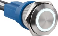 LED Latching Stainless Steel Push Button Switch 12 24V DC 20A 1NO On Off White