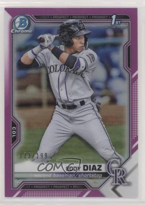 2021 Bowman Chrome Prospects Fuchsia Refractor 173/199 Eddy Diaz #BCP-33 00jz