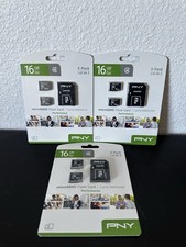 PNY 16GB micro SDHC flash card Class 4 Performance - Lot Of 3 2 Packs Sealed