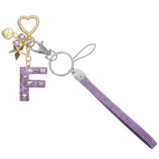 Initial Letter Keychain Letter-F Keychains Bling Love Star Key Chain Purple