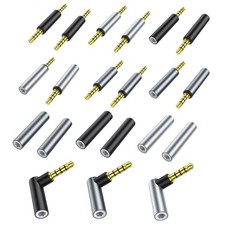 Straight/Elbow Adapter 3.5mm AUX Coupler Female Male 4-Section Connectors