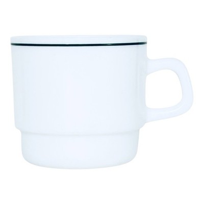 Arcopal France ARP13 White Green Band Restaurant Stackable Milk Glass Cup