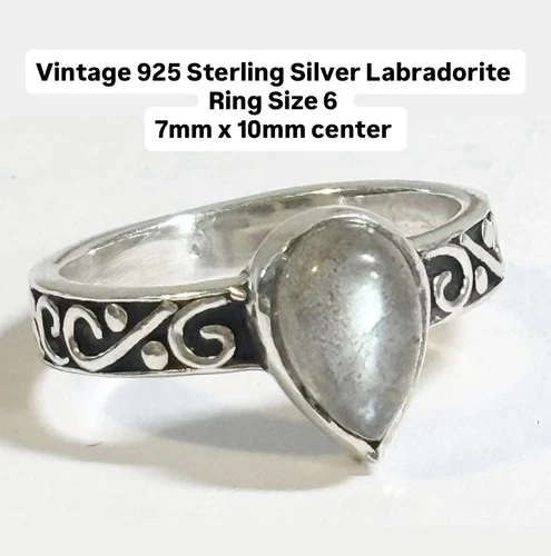 Vintage 925 Sterling Labradorite Ring Size 6