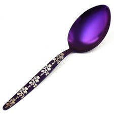 Chef Kunz Spoon Purple  Silverware 18/10 Stainless Steel Silver Cooking Serv...