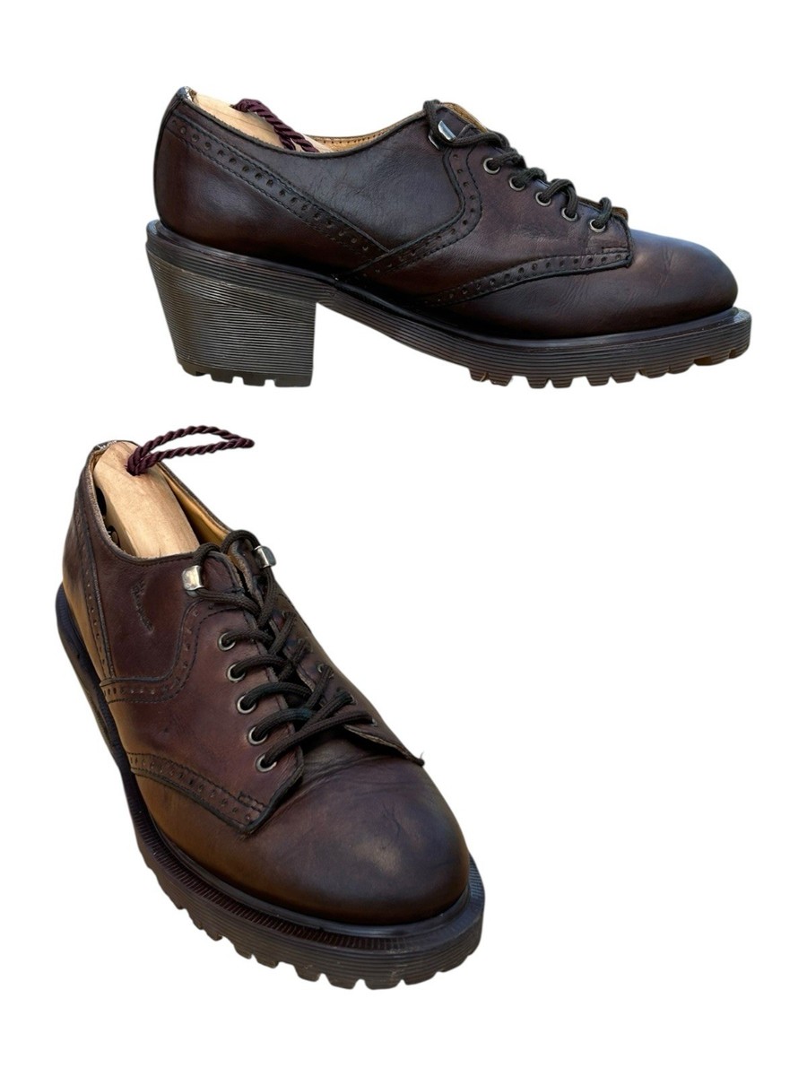 靴 Dr.Martens Dr Martens 8144 Oxford Platform Chunky Shoes Brown Leather