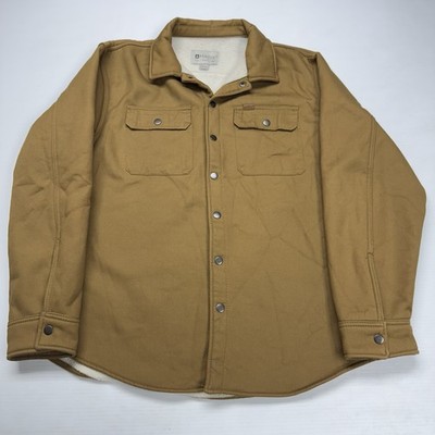 Matix Sherpa Fleece Lined Button Up Mens Canvas Jacket XL Brown Workwear Coat