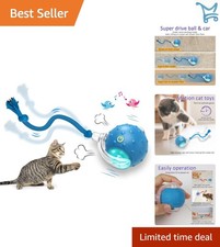 Interactive Cat Toy Ball Blue Fast Rolling Chirping Motion Activated for Indo...