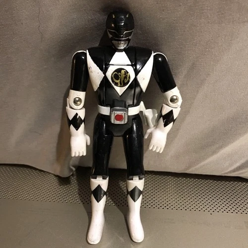 Vintage 1993 Mighty Morphin Power Rangers BLACK Ranger Flip Head Figure Bandai