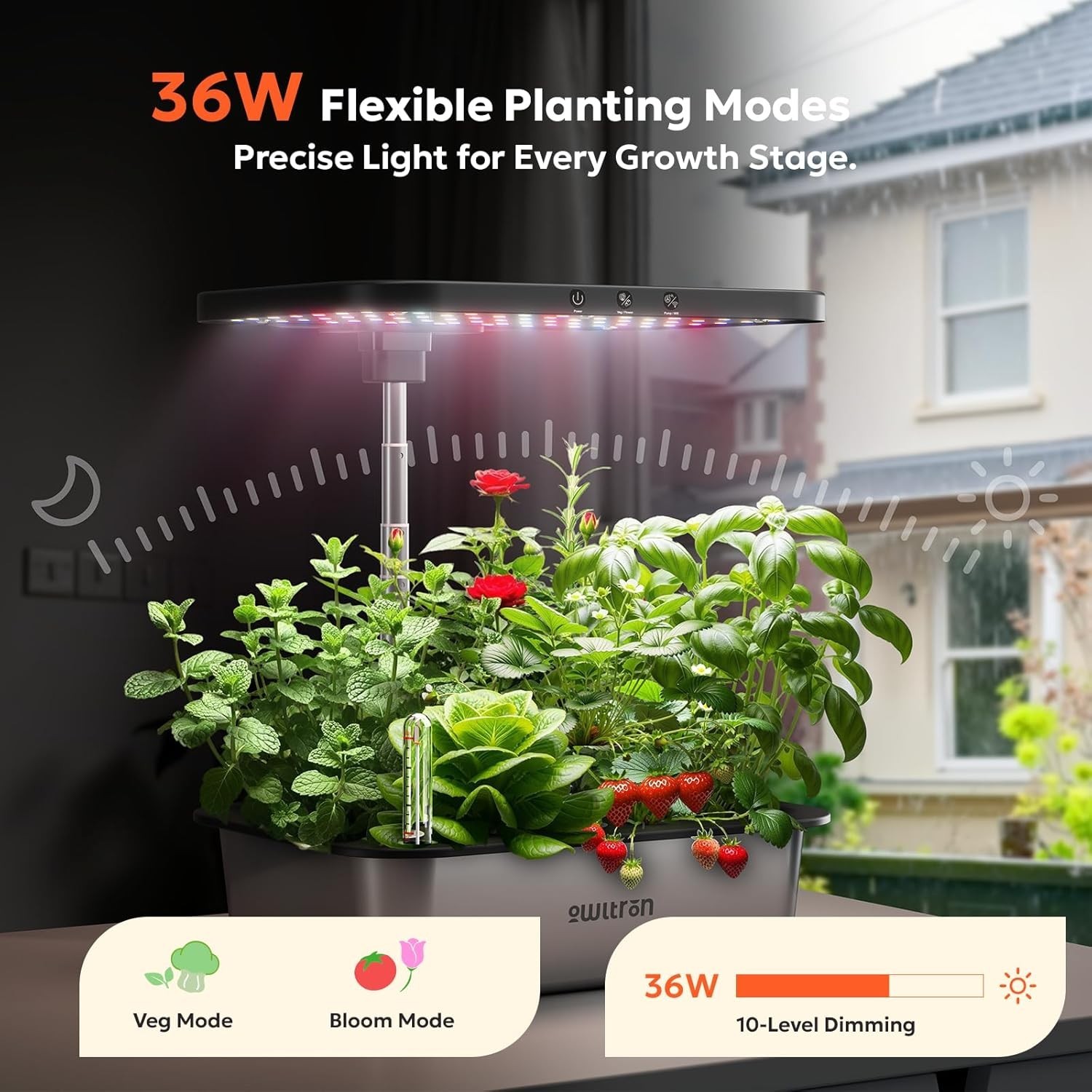 Smart Hydroponics Growing System Kit,15 Pods Indoor Herb Garden with 36W LED Gro