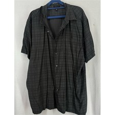 Van Heusen Black Textured Check Short Sleeve Button Up Shirt Men's XLT 17-17.5