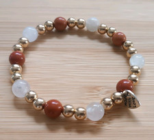 Roter Jasper - Mondstein Perlenarmband