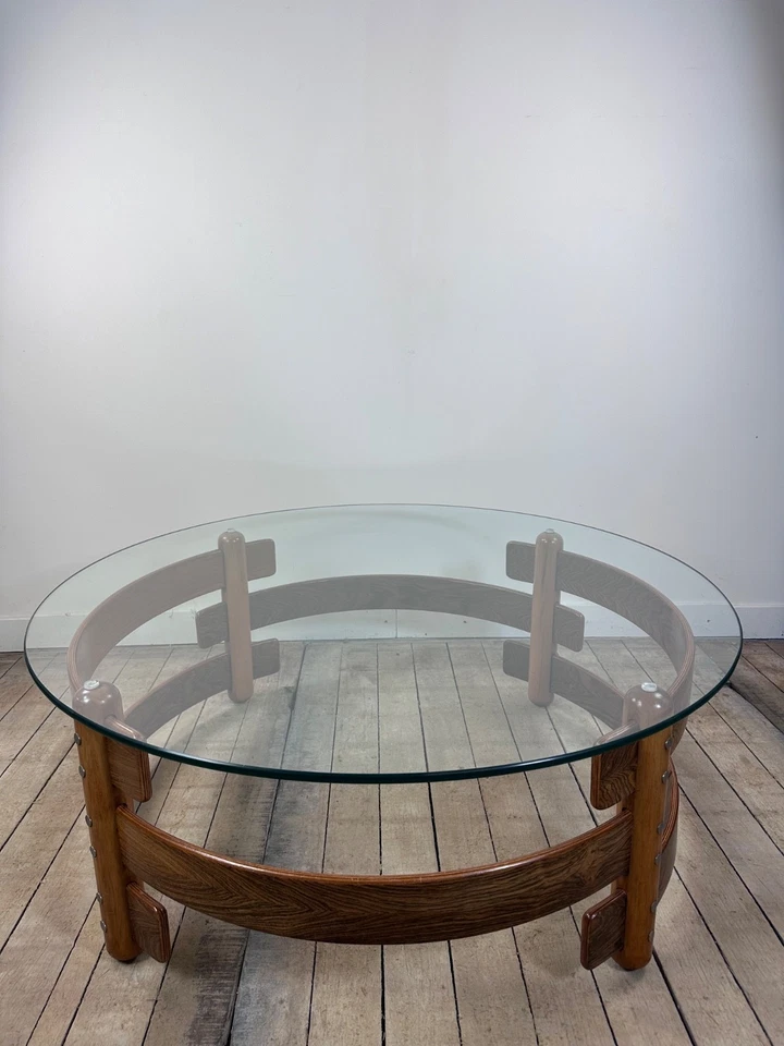 Table basse ronde scandinave en teck 1970 - Photo 4/4