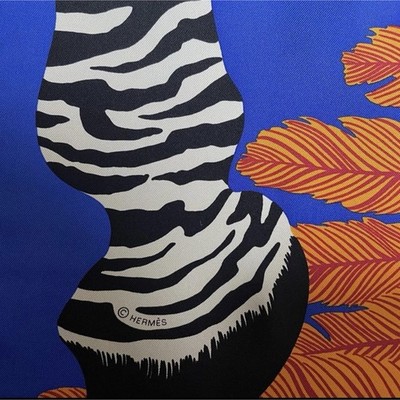 Hermes Scarf Stole Zebra Pegasus Blue Bandana Alice Shirley Silk